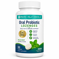 Pastilles probiotiques orales Streptococcus Salivarius K12 M18 Zinc Xylitol Menthe Nutrition du microbiome oral Fourniture en marque blanche