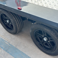 Semirremolque de Doble Eje de 2000 kg y 5 m de Largo, Plataforma Inclinable para Transporte de Autos y Maquinaria