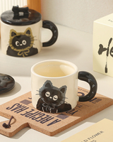 Tasse à café en céramique de style moderne Ins cuillère à couvercle cadeaux d'affaires mignons pour hommes femmes utilisation de bureau à domicile tasses en céramique thermique