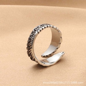 Feather <b>Ring</b> Silver <b>Open</b> Design Unisex Jewelry Gift Fashion <b>Rings</b> - Product Image 5