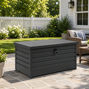 <span class=keywords><strong>Caseta</strong></span> de Jardín Moderna de Acero Galvanizado Negro, Caja de Almacenamiento Color <span class=keywords><strong>Antracita</strong></span>, Impermeable, Fácil de Montar, 120x62x61cm - Product Image 4
