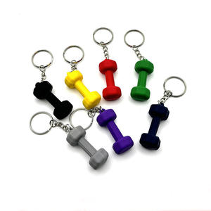 Personalizado al por mayor 3D gimnasio deporte Fitness goma llavero peso placa <span class=keywords><strong>Mini</strong></span> KETTLEBELL mancuerna barra tetera-Campana llaveros - Product Image 5