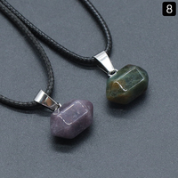 Collier pendentif en pierre naturelle de guérison, quartz rose et améthyste, colonne hexagonale à double terminaison, pour cadeau