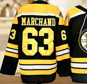 Camiseta de hockey sobre hielo unisex de los Boston Bruins # 63 Marchand # 88 Pastrnak # 1 Swayman # Pantalones Cortos McAvoy 73, 100% Poliéster, Transpirables, al por Mayor - Product Image 2