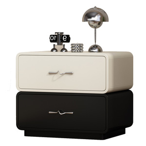 Cream-colored Solid Wood Lacquered Nightstand 40/45/50cm <b>Storage</b> <b>Cabinet</b> Bedroom Furniture - Product Image 2