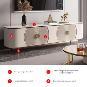 Gabinete de soporte de TV de Hong Kong de estilo americano de lujo Simple posmoderno Combo de mesa de centro de suelo de pizarra alta para sala de estar - Product Image 4