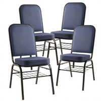 Vente en gros de chaises de banquet rembourrées personnalisées avec porte-livres Nouveau design Pieds en métal tendance utilisés pour la location de repas à l'église