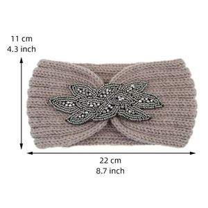 1PCS Winter Thicken Warm Wool Knitted <b>Headband</b> for <b>Women</b> Rhinestone Decoration Wide Hairband Solid Elastic Turban Ear Warmer NEW - Product Image 6
