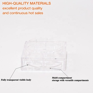 Estuche de lujo minimalista negro brillante de ABS transparente con 4 compartimentos para polvos sueltos, tamizador anti-mixto para 4 tonos de polvos fijadores a granel - Product Image 3