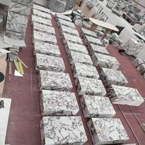 Elegant Seamless Mitered Calacatta Viola Marble Plinth <strong>Table</strong> Italian Luxury Stone <strong>Cube</strong> Coffee <strong>Table</strong> for Villa Hotel - Product Image 1