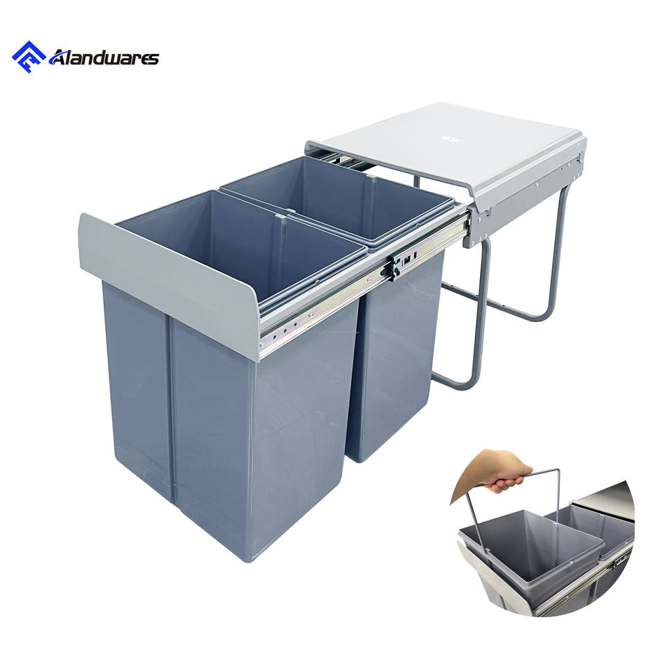 Modern ABS Plastic Push Pull Dustbin Rack Storage Bucket 2*10L Capacity ...