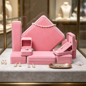 Multi-size <b>Pink</b> Velvet <b>Jewellery</b> <b>Box</b>, Elegant Rigid Storage Case for Rings, Pendants, Bracelets, Wedding Gift Packaging - Product Image 3