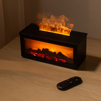 Diffuseur d'Huiles Essentielles Aromatiques Haut de Gamme 150 ml avec Arrêt Automatique, Humidificateur d'Air sans Eau Effet Cheminée, Veilleuse et Lampes de Table à Télécommande