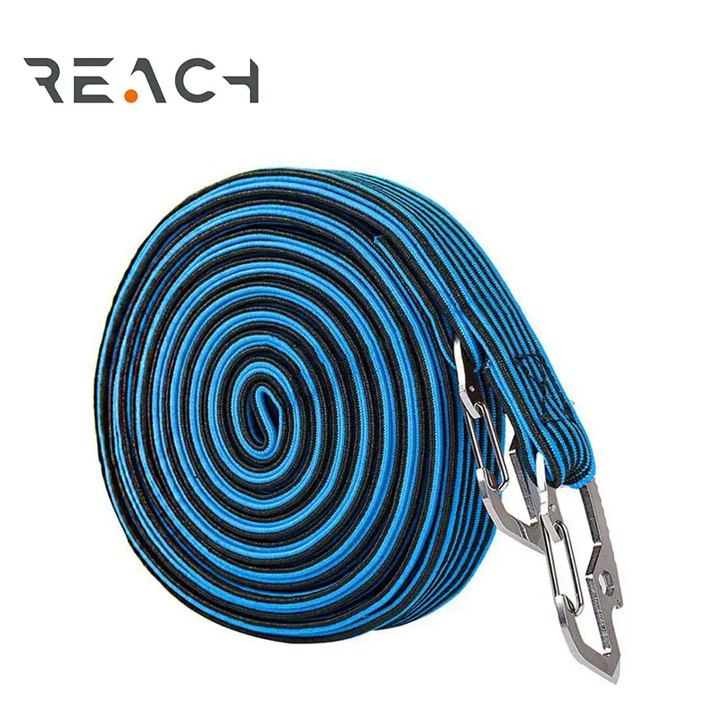 Alta qualidade látex corda elástica corda elástica plana cabos elásticos com ganchos