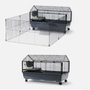 <span class=keywords><strong>Cage</strong></span> à lapins 48 "120cm <span class=keywords><strong>Cage</strong></span> à petits animaux roulante avec parc pliable/rampes/bouteille d'eau/mangeoire à foin/bol - Product Image 1