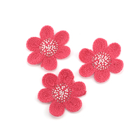 Motif floral en laine de 11 cm avec perles et perles de verre, patchs au crochet, accessoires élégants pour sacs de vêtements