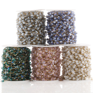 Cadena de Cuentas de Cristal en Forma de Corazón, Cadena de Acero Inoxidable para Hacer Pulseras, Material para Hacer Joyas, Cadena de Arroz H1548 - Product Image 3