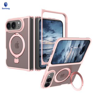 Étui de téléphone magnétique souple translucide rose tendance pour femmes et filles avec support, coque de téléphone personnalisée de haute qualité pour <span class=keywords><strong>iPhone</strong></span> 18 Fold - Product Image 1