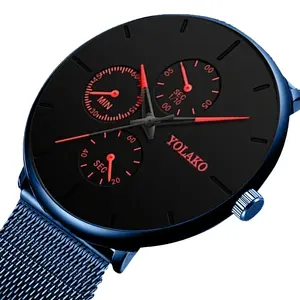 2021工場販売メンズ腕時計シンプルカジュアルステンレススチールメッシュベルトクォーツ時計男性用ファッションスポーツ腕時計男の子用