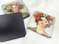 Sous-verres ronds en cuir PU personnalisables avec logo, style vintage de luxe, pour tasses à café et boissons