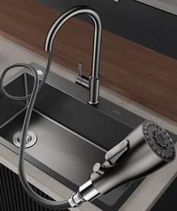 Évier de cuisine encastré artisanal en acier inoxydable 304 épaissi, grande cuve unique, pour cuisine nano - Product Image 4