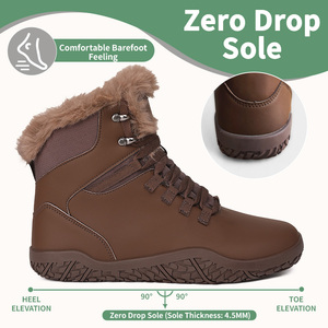 עמיד למים נעליים יחפות פרווה שלג חורף חם טיולים רגליים נשלף מגפי שלג גברים אפס ירידה חיצונית הליכה מגפי טרקים - Product Image 2