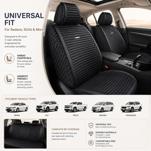 Fundas de Asiento de Coche Universales de Lujo en Cuero PU y Terciopelo, Transpirables, para Todas las Estaciones, Color Negro, Rusia - Product Image 3