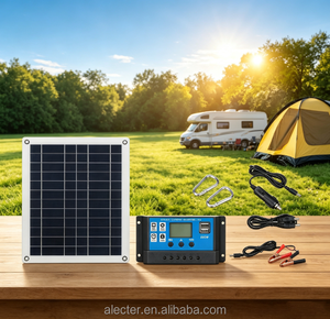 20W 12V Portable Solar Panel Kit <b>Waterproof</b> Solar Battery Panel with Charge Controller & USB Output Solar Power System for RV - Product Image 1