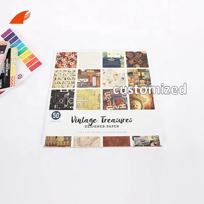 Красочный винтажный бумажный пакет 12x12 с узором для скрапбукинга на заказ с 25 уникальными дизайнами