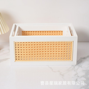 Rattan <b>Storage</b> <b>Basket</b> Rectangle Eco-Friendly For Home Organization And <b>Toy</b> <b>Storage</b> - Product Image 2