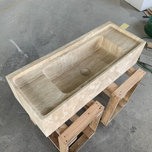 <span class=keywords><strong>Lavabo</strong></span> de salle de bain en travertin beige de Turquie de qualité supérieure, finition polie, à suspendre au mur, en marbre massif, pour meuble sous vasque - Product Image 5