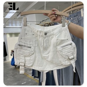 LARSUR Ceinture en coton sergé personnalisée d'usine pour femmes Biker Motorcycle Short Denim Cargo Mini <span class=keywords><strong>Jupe</strong></span> <span class=keywords><strong>Micro</strong></span> Mini <span class=keywords><strong>Jean</strong></span> <span class=keywords><strong>Jupe</strong></span> pour femmes - Product Image 1