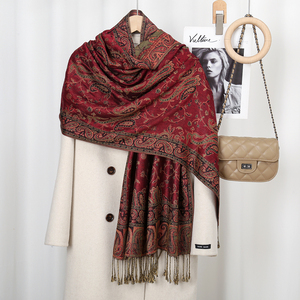 Moda Vintage musulmán abrigo borla Jacquard bufanda <span class=keywords><strong>Bandana</strong></span> Pashmina Hijab étnico Paisley bordado chal para mujer - Product Image 2