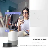 Interrupteur tactile intelligent Tuya WiFi, norme européenne, panneau en verre trempé, écran <2 pouces, application mobile, commande vocale à distance, maison intelligente, intérieur