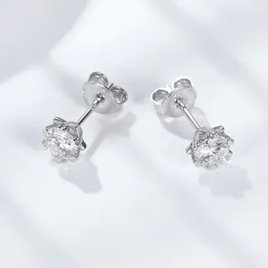 Snow Claw Set Classic Moissanite Studs Round Cut 0.3ct 0.5ct 1.0ct DEF VVS Loose Gemstones S925 Sterling Silver Earrings