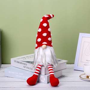 Nordic Rudolph Reindeer Faceless Felt Handmade Doll Christmas Tree Decoration Polka Dots Long Legs Festive Holiday Ornament - Product Image 3