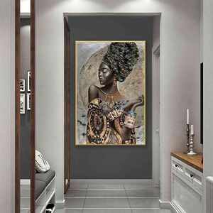 Art figuratif moderne contemporain <span class=keywords><strong>peinture</strong></span> de dame noire belle figure de dame <span class=keywords><strong>peinture</strong></span> de porcelaine de cristal - Product Image 5