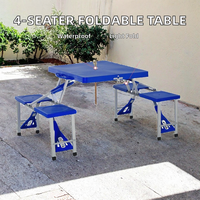Table de repas pliable en PP de haute qualité, légère, facile à transporter, 4 places, imperméable, design européen, pour cour et parc
