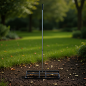 Râteau de nivellement de pelouse robuste, tête en acier 10x30 pouces, manche réglable de 83,9 pouces pour jardin - Product Image 2