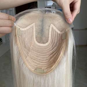 Toupee de Cabello Humano con Frente de Encaje 8x10 # Postizo de Cabello Rubio de Alta Calidad, Listo para Enviar, con Línea de Cabello Invisible, para Mujeres - Product Image 1