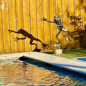Sculpture d'animal de <span class=keywords><strong>grenouille</strong></span> sautante drôle d'acier inoxydable poli par miroir pour <span class=keywords><strong>la</strong></span> maison - Product Image 2