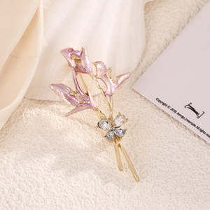 Broche Fleur en Alliage de Zinc Style Français Lys 6x3cm Accessoire de Fête Corsage - Product Image 2