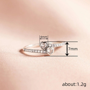 Anello a Doppio Cuore per Donne, Gioiello da Dito Elegante e alla Moda - Product Image 4