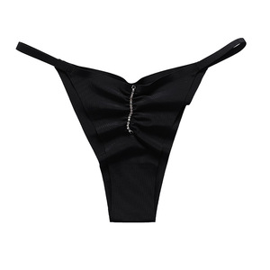 Culottes string en soie glacée pour femmes, sexy, taille basse, avec logo à la taille, écologiques et respirantes - Product Image 6