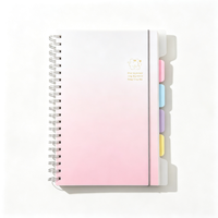 Carnet spirale B5, 124 feuilles, 80 g/m², couverture PP, séparateurs à sangle, dégradé pastel, 4 motifs d'ours, papeterie étudiante, vente en gros