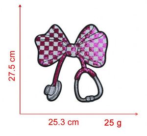 Hot Sell Stock 10cm Iron on Sequin Embroidered Bow Shape Stethoscope <b>Nurse</b> Patch - Product Image 3
