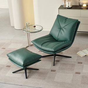 Fauteuil à bascule de bureau en cuir véritable, style moderne et confortable, mobilier durable pour salon et salle de séjour - Product Image 1