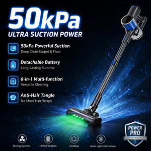 เครื่องดูดฝุ่นไร้สายใช้งานได้นาน 55 นาที พร้อมหน้าจอ LED แบบชาร์จไฟได้ เหมาะสำหรับทำความสะอาดบ้านทั้งหลัง ไม้เนื้อแข็ง และพรม - Product Image 1