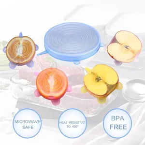 12 Pcs Silicone Stretch Reusable Bowl Food Storage Wraps Cover Seal 5 Colors Fresh Lids Reusable Bowl Cover