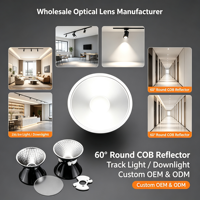 Lentille réflectrice LED COB ronde OEM, 60 degrés, PC de qualité optique pour éclairage encastré